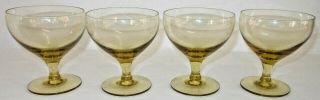Morgantown Glass Russel Wright American Modern 4 Chartreuse Wine Goblets