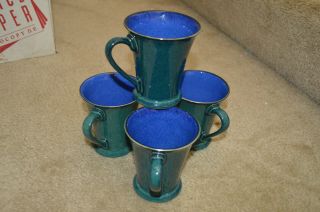 Denby Langley Metz Blue Green Gatsby Mug,  Set Of 4