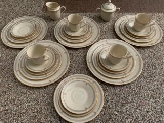 Lenox China Gramercy Pattern Four Complete 5pc Place Setting Plus