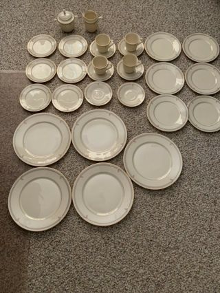 Lenox China Gramercy Pattern FOUR Complete 5pc Place Setting plus 2