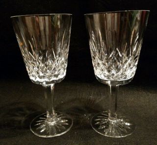 2 Vintage Waterford Lismore Crystal 6 7/8 " 10oz Wine Claret Glasses