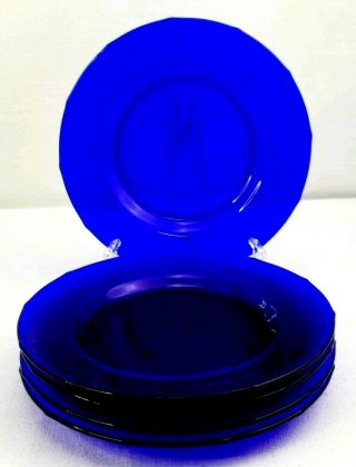 Cobalt Blue Salad Plate 8 1/4” Set Of 5 Vintage