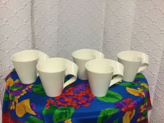 Set Of 5 Villeroy & Boch 1748 Wave Caffee White Coffee Cups/mugs