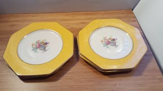 Set 6 Vtg Wedgwood Imperial Porcelain England Salad Plates Octagonal Floral C881