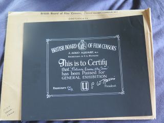 British Bbfc Film Certification Card Return From The Sea 1954