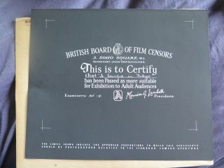 British Bbfc Film Certification Card It Started In Tokyo 1961 Twenty Plus Two