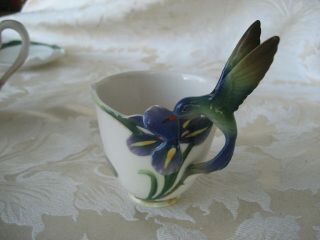 Franz Porcelain Long Tail Hummingbird Cup 4 5/8 " Tall