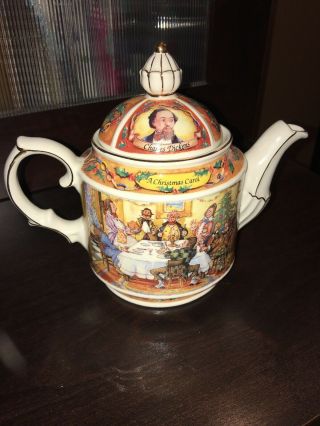 Rare James Sadler Teapot Made In England Charles Dickens A Christmas Carol Vhtf