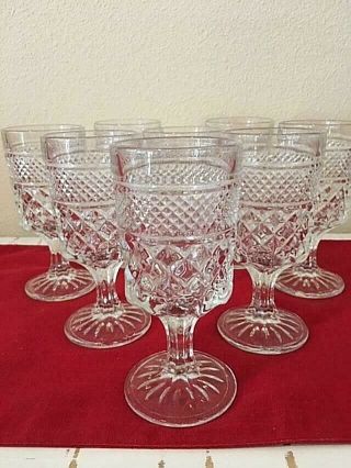 Eight (8) Vintage Anchor Hocking Wexford Water Goblets