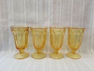 Imperial Glass Old Williamsburg Yellow Iced Tea Tumblers Set Of 4