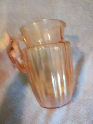 Very Rare Hocking Old Cafe 60 Ounce Pink Depression Glass Water Pitcher