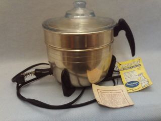 Vintage Dominion " Popper - Chef " Electric Popcorn Popper 1702 W/fire King Glass Lid