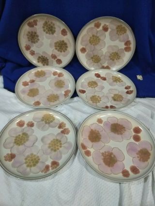 Denby English Stoneware Dinner Plates Gypsy Pattern Lavender & Pink