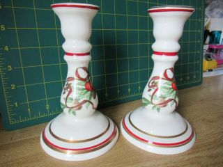 Tiffany Porcelain Candle Holders,  Tiffany Garland Design,  A Pair,  Limited Edn