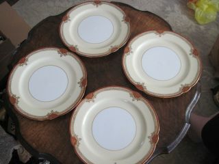 Antique Set Of 4 (four) Roseolyn Dinner Plates Hp Noritake China Japan 3991 10”
