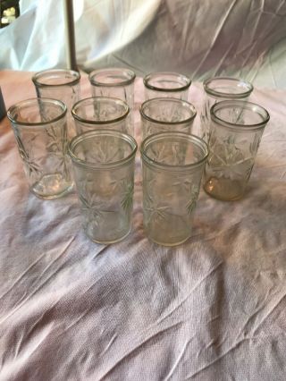 10 Vintage Anchor Hocking Starburst Juice Glasses/jelly Jars
