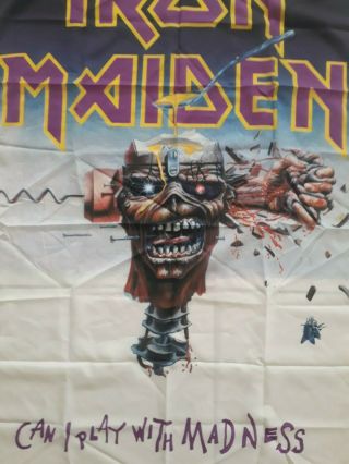 Iron Maiden Can I Play With Madness Vintage 1980 ' s Textile Banner Flag 2