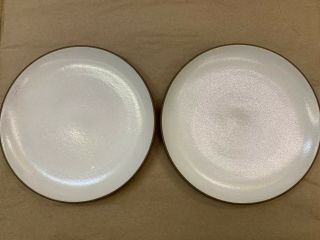Heath Ceramics California Pottery Salad Plates Set Of 2 White Brown 8 Inches