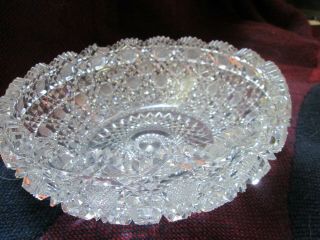 Antique American Brilliant Cut Glass Crystal Bowl Added Small Chip Top Edge