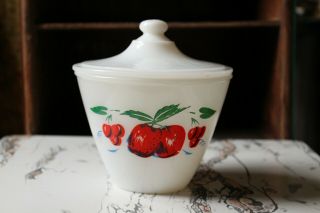 Vintage Fire King Grease Jar Apples And Cherries With Lid