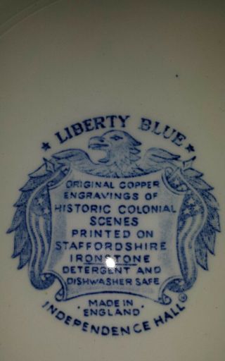 Liberty Blue Historic Colonial Scenes 4 Dinner Plates Independence Hall 3