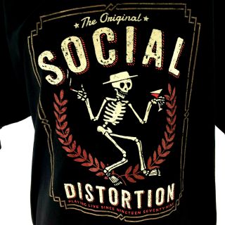 The Social Distortion Mike Ness Skeleton Drink Smokes Tee Punk Rock 2x