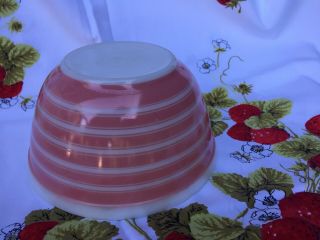 Vintage Pyrex Pink White Stripe Mixing Bowl - 402 1 1/2 Quart