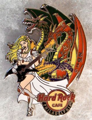 Hard Rock Cafe Philadelphia Sexy Blonde Girl With Guitar & Dragons Pin 89284