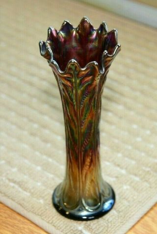 Northwood Carnival Glass Tree Trunk Vase Amethyst Purple Wonderful