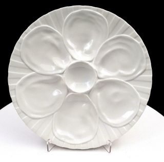 Pillivuyt France White Porcelain 6 Well 9 1/8 " Oyster Plate 1900 