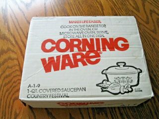 Vintage Corning Ware Country Festival 1 Quart Casserole Dish