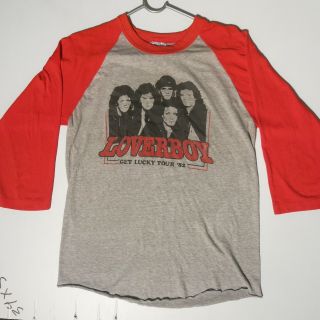 Rare Vintage Loverboy " Get Lucky " 1982 Concert Tour Jersey Style T Shirt 80s