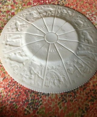 Euc 15 " Westmoreland Beaded Edge Zodiac Torte Milk Glass Platter Serving Plate