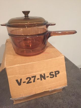 Corning Visions Rangetop Cookware 1.  5 Quart Double Boiler Covered Lid V - 27 - N