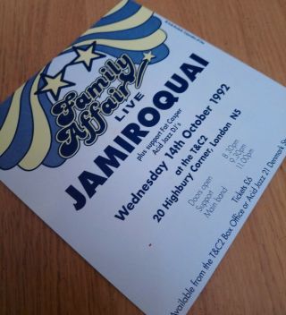Jamiroquai Rare Gig Flyer 1992