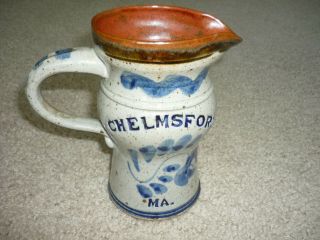 Vintage Harvey Pottery Milk Jug/pitcher / Souvenir Of Chelmsford,  Ma,  Signed