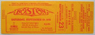 Boston Concert Ticket - 1978 At Anaheim Stadium