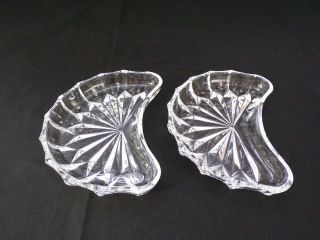 Vintage Crescent Shaped Bone Dishes Clear Glass Salad Appetizers Great Pattern