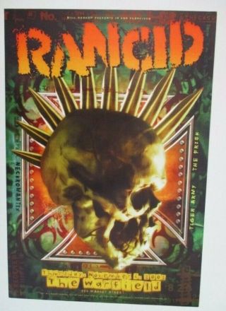 Rancid At The Warfield Nov 2003 Concert Poster Bill Grahm Bgp 312 Craig Howell