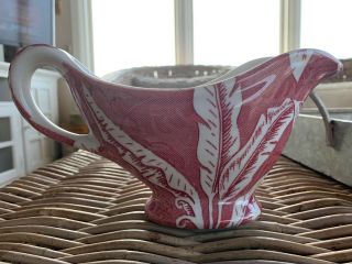 Tepco China Palm Banana Leaf Red Gravy Or Sauce Boat Server C.  1950’s