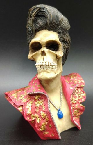 Skull Head Elvis Presley Collectible 4 " Bust Hand Painted By W.  U.  1996 Halloween