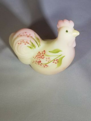 Fenton Hand Painted Burmese Satin Rooster Chicken Signed B Hunsche