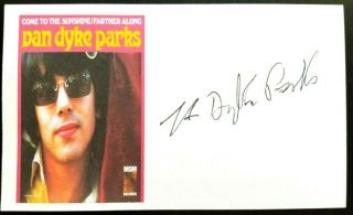 Van Dyke Parks " Come To The Sunshine " Autographed 3x5 Index Card