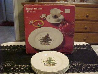 Nikko Christmas Happy Holidays Dinnerware 12 Pc Set Nib Plus 4 Salad Plates