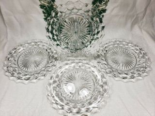 Vintage Authentic Fostoria American Crystal Set Of 4,  9 1/2 " Dinner Plates