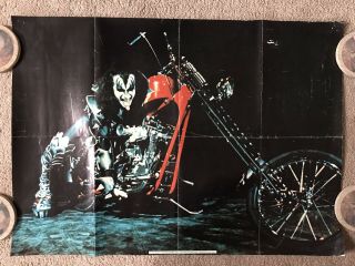 1976 Kiss Gene Simmons Motorcycle Poster - Aucoin