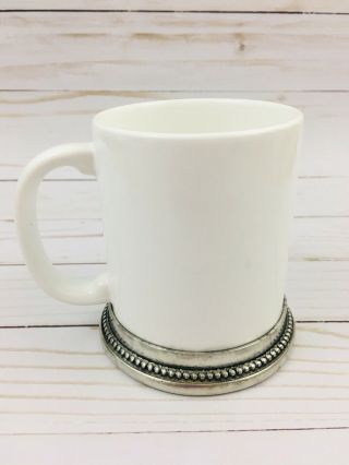 Arte Italica Perlina Mug White Ceramic With Beaded Pewter Rim Handmade In Italy