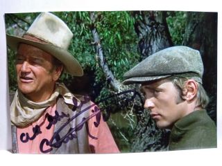 Christopher Mitchum Hand Signed Autograph 4x6 Photo With John Wayne - Big Jake
