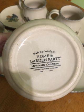 Set Of 4 Home & Garden Party Stoneware Soup Mug and Snack Plate/Tray Fruit 2005 4