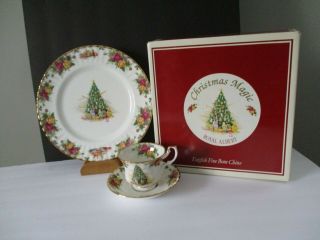 Royal Albert Christmas Magic Porcelain Tea Cup Saucer & Cookie Plate Dish